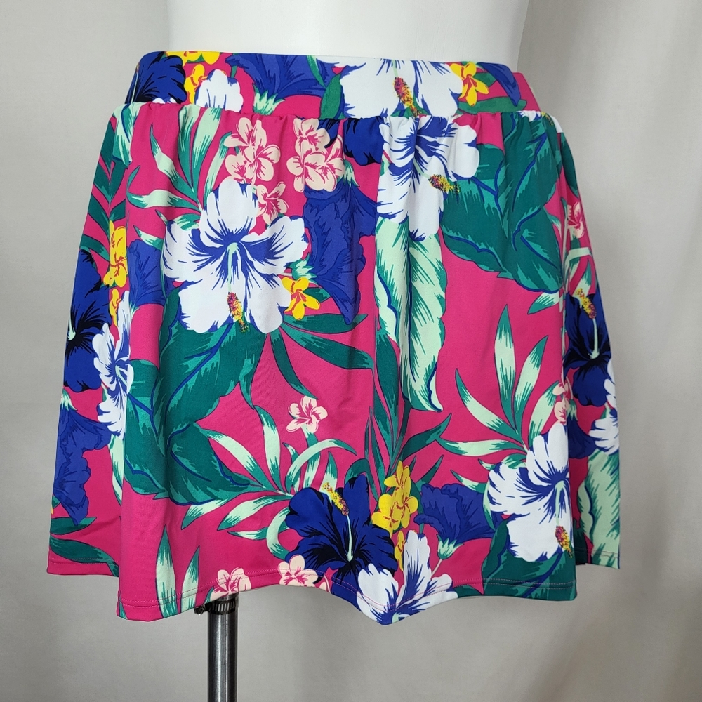 Swim by Cacique SWIM SKORT Womens Size 28 Pink Tropical Skirt & Briefs Bottoms